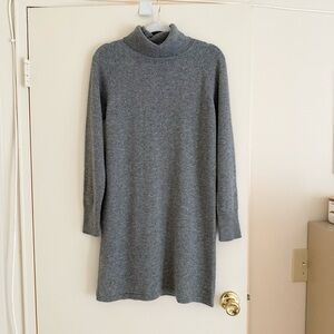 Quince Cashmere Turtleneck Sweater Dress, Heather Grey, Size M